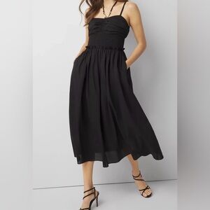 Elegant Black Poplin Halter Dress
